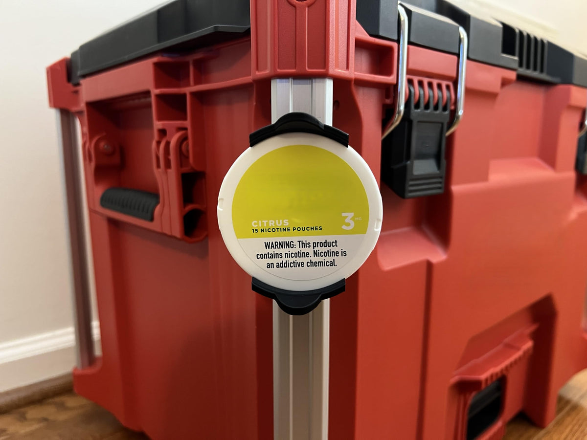 Milwaukee Packout Zyn Holder for Standard Nicotine Pouch Cans - Rail-Mounted Storage Organizer