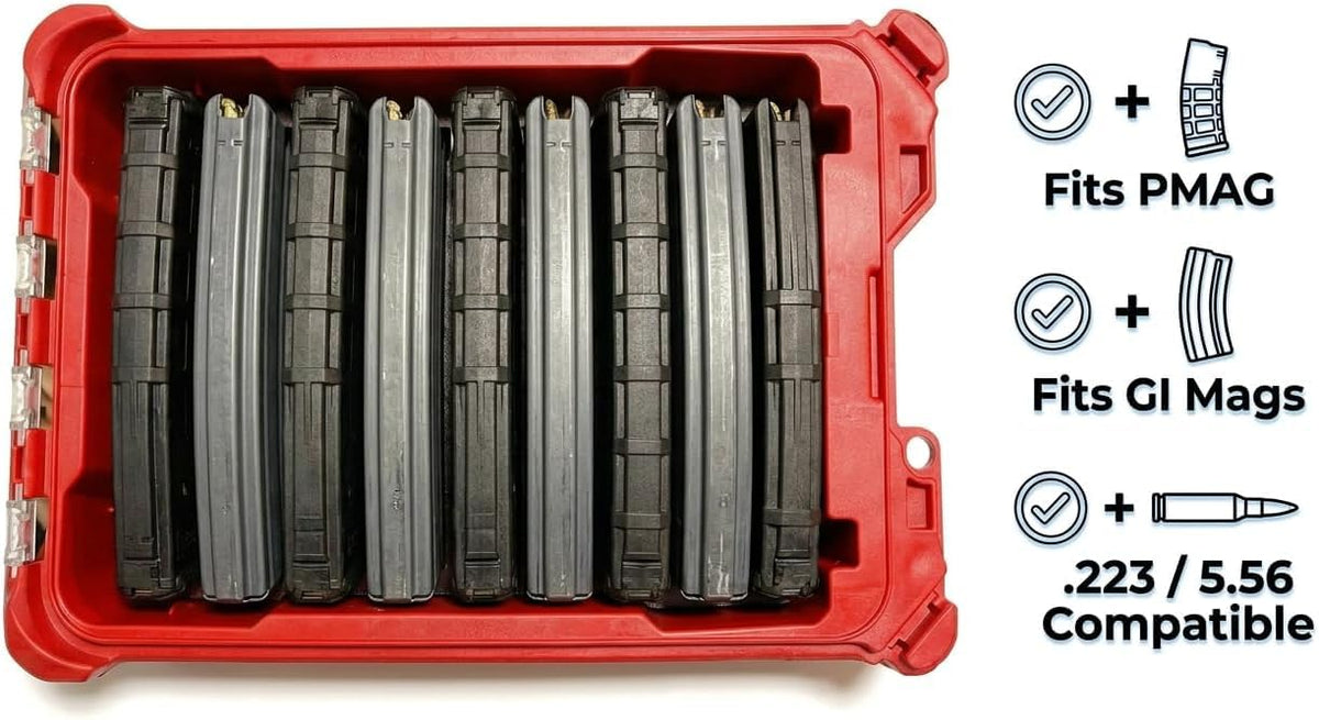 Compact Magazine Organizer Insert for AR Style Magazines, No-Rattle Secure Fit, Compatible with PMAG and GI Mags, .223/5.56 for Milwaukee Packout
