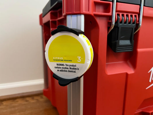 Milwaukee Packout Zyn Holder for Standard Nicotine Pouch Cans - Rail-Mounted Storage Organizer