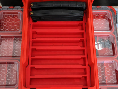 Compact Magazine Organizer Insert for AR Style Magazines, No-Rattle Secure Fit, Compatible with PMAG and GI Mags, .223/5.56 for Milwaukee Packout