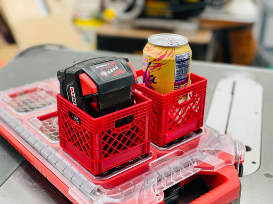 Milwaukee Packout Mini Crate, Storage Organizer for Tools, Mounting Feet & Adapter, Small Tool Holder, Black & Red